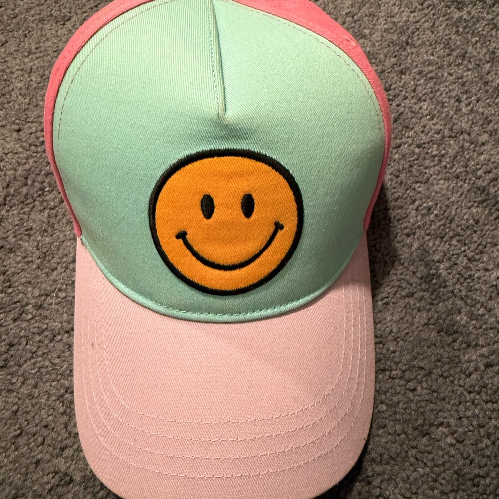 Mint and Pink Smiley Face Cap